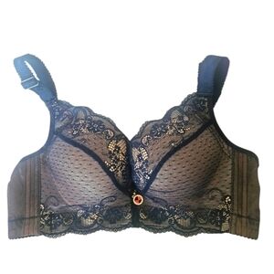 Fall Sweet Lace Padded Underwire Navy Blue Push Up Bra, Size 36C